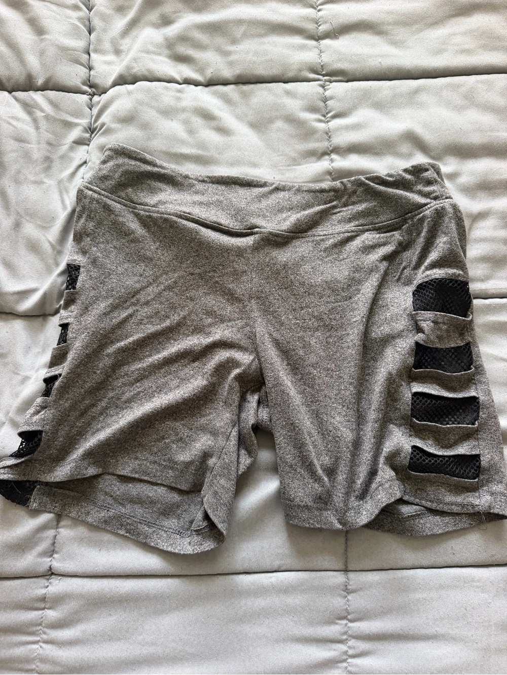 Women’s Gray Active Shorts with Side Mesh Cutouts